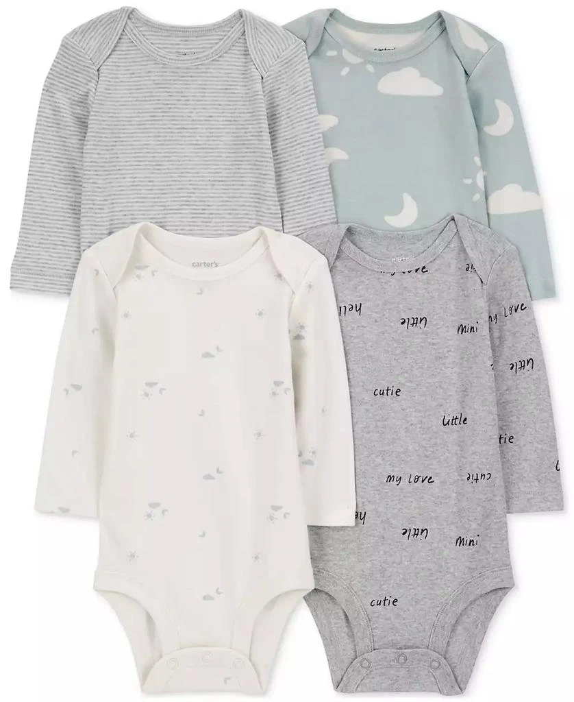 商品Carter's|Baby Long-Sleeve Cloud Bodysuits, Pack of 4,价格¥138,第1张图片