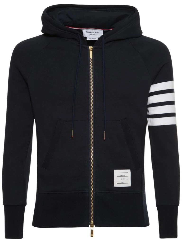 商品Thom Browne|Zip-up Stripes Cotton Sweatshirt Hoodie,价格¥6796,第1张图片