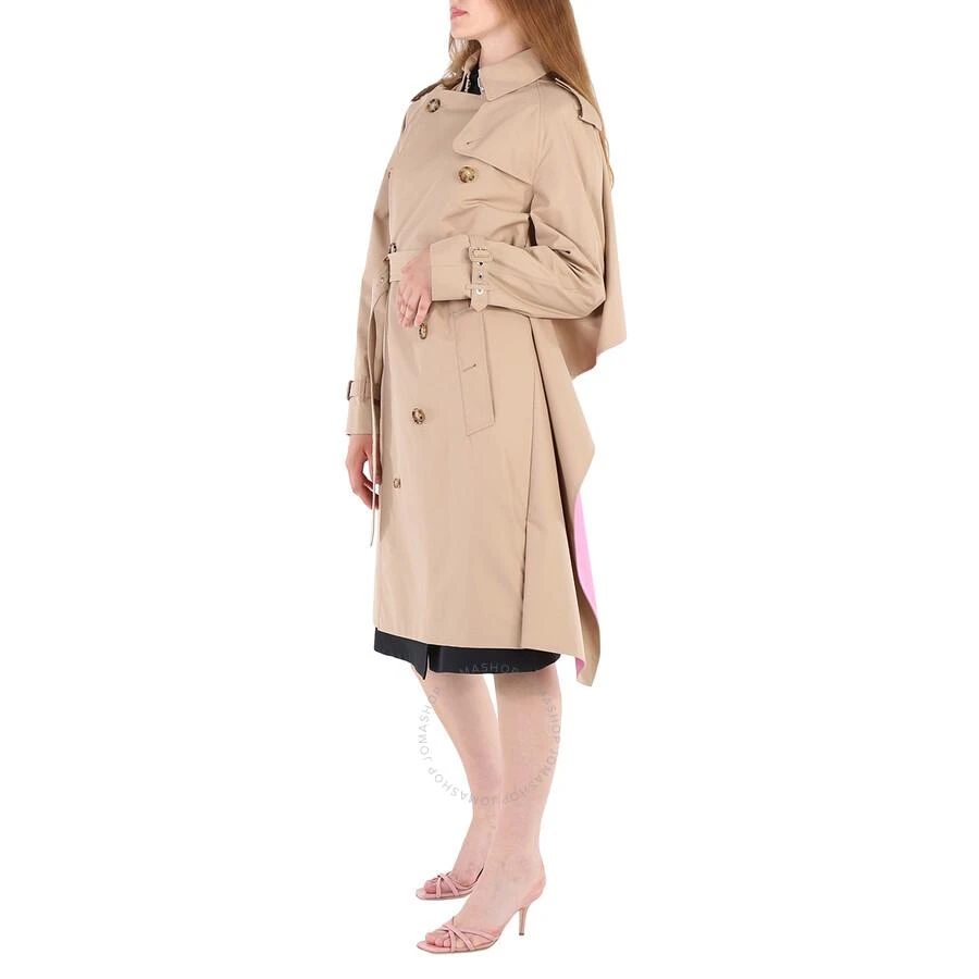 商品Burberry|Soft Fawn Cotton Twill Contrast Cape Detail Double-breasted Trench Coat,价格¥5017,第3张图片详细描述