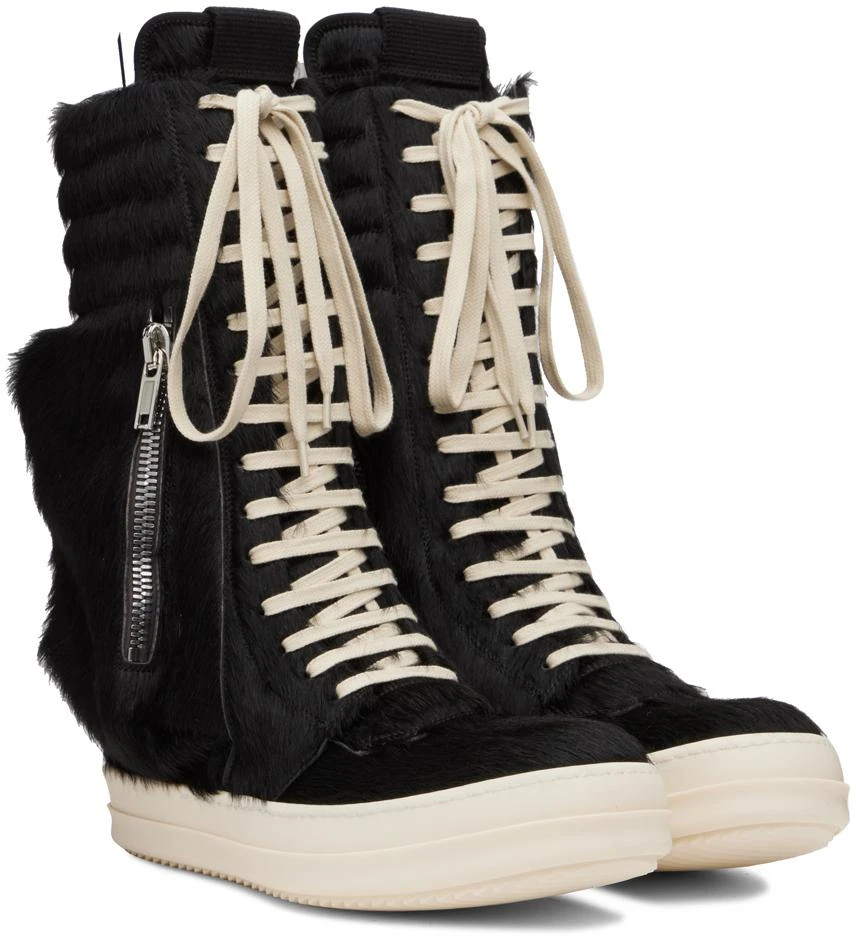 商品Rick Owens|Black Cargobasket Pony Hair Sneakers,价格¥6654,第4张图片详细描述