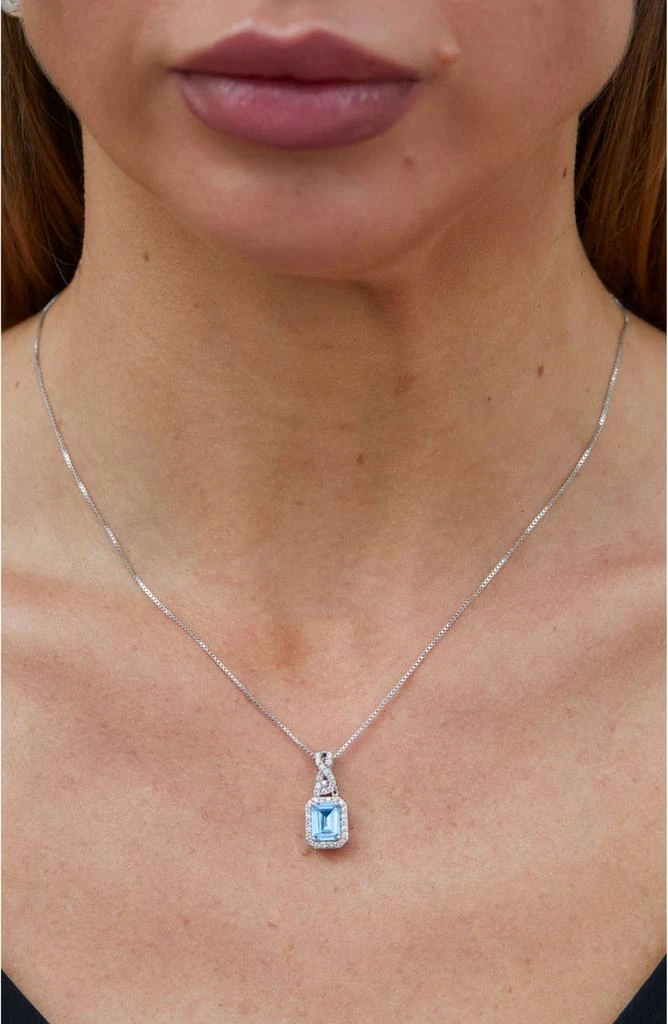 商品Savvy Cie Jewels|CZ Pavè Created Aqua Topaz Pendant Necklace,价格¥300,第2张图片详细描述