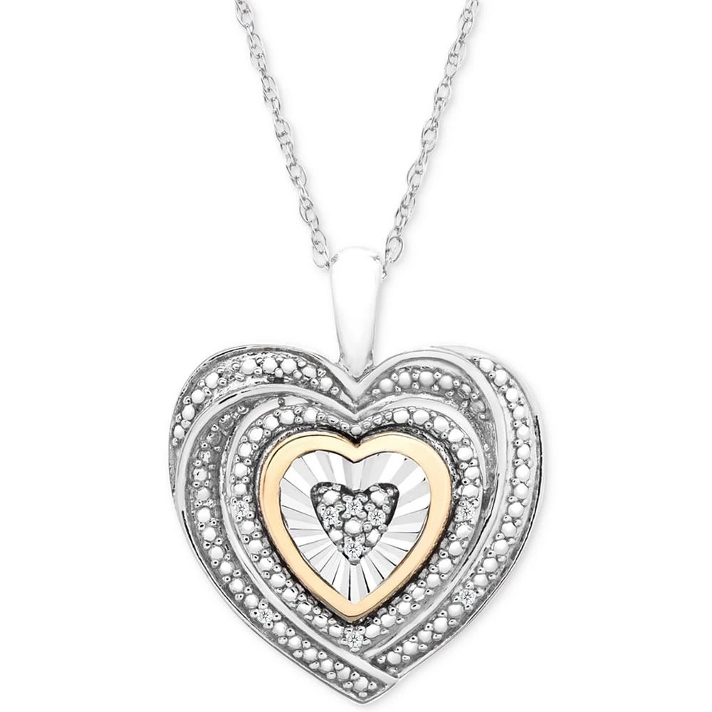 商品Macy's|Diamond Accent Two-Tone Heart Pendant Necklace in Sterling Silver and 10k Gold,价格¥371,第1张图片