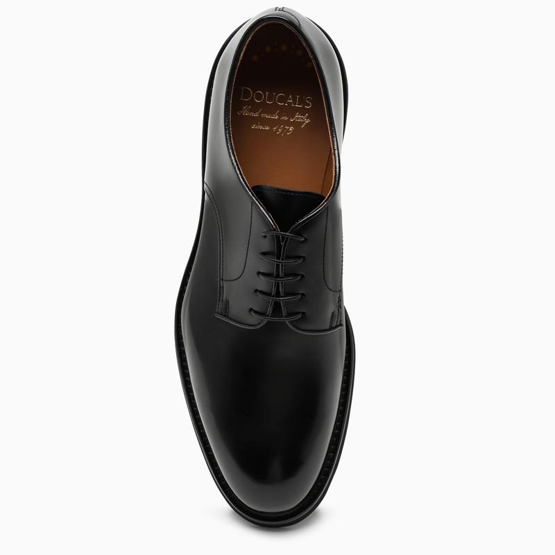Black brushed-leather derby shoes商品第3张图片规格展示