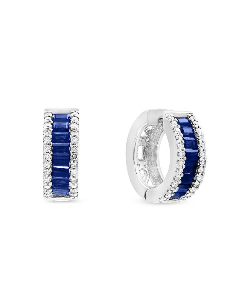 商品Bloomingdale's|Blue Sapphire and Diamond Hoop Earrings in 14K White Gold,价格¥17660,第1张图片