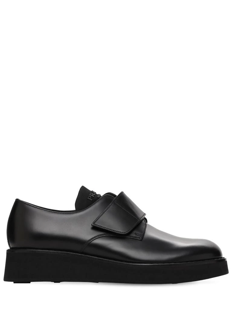 商品Prada|Brushed Leather Derby Shoes W/ Strap,价格¥7127,第1张图片