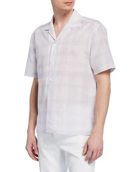 商品Zegna|Men's Plaid Short-Sleeve Sport Shirt,价格¥1829,第2张图片详细描述