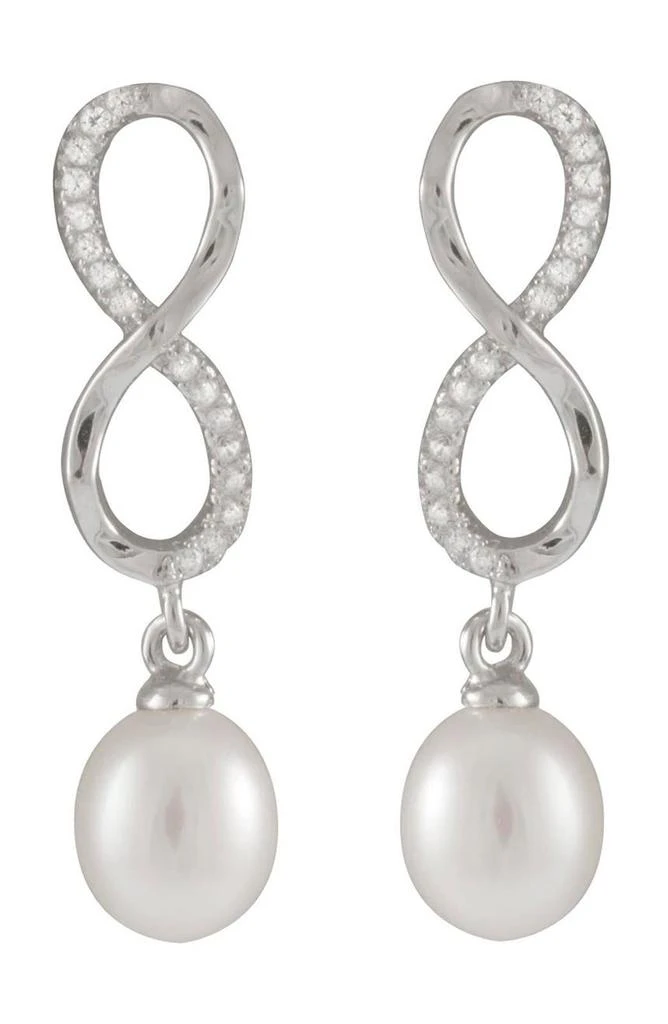 商品Splendid Pearls|Dangling 7.5-8mm Pearl Infinity Earrings,价格¥337,第1张图片