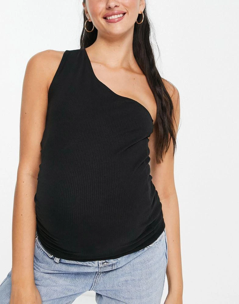 商品Pieces Maternity|Pieces Maternity one shoulder top in black,价格¥53,第3张图片详细描述