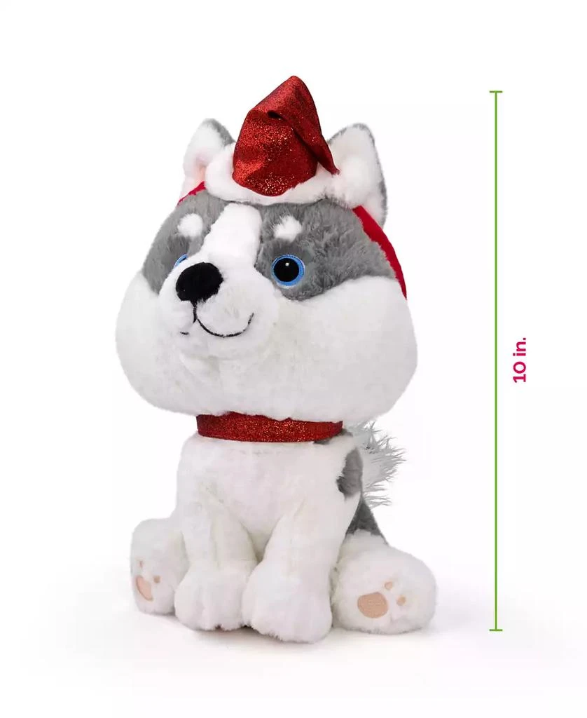 商品Geoffrey's Toy Box|10" Husky with Christmas Hat Plush Toy, Created for Macy's,价格¥120,第4张图片详细描述