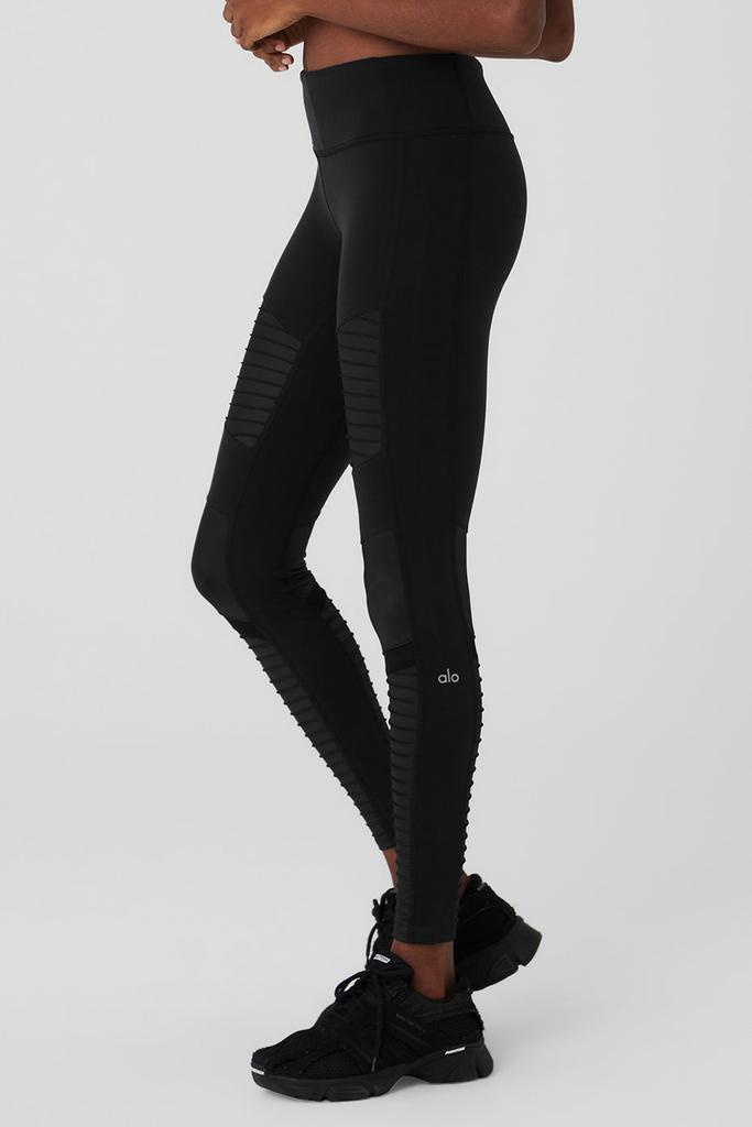 商品Alo|7/8 High-Waist Moto Legging - Black,价格¥884,第3张图片详细描述