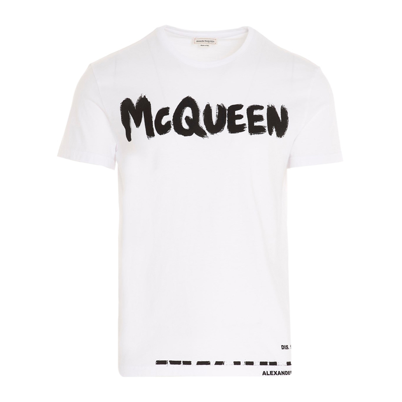 Alexander McQueen 亚历山大·麦昆 男士白色印花短袖T恤 622104-QPZ57-0900商品第1张图片规格展示