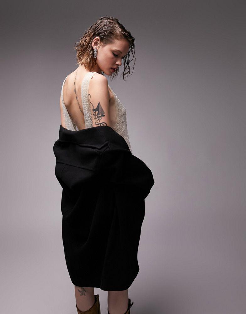 Topshop double breasted short coat in black商品第2张图片规格展示