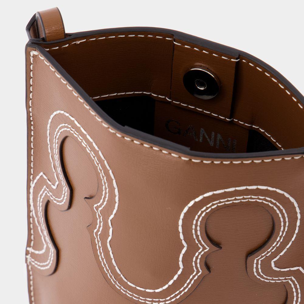 商品Ganni|Banner Western Small Crossbody Bag in Brown Leather,价格¥1369,第6张图片详细描述