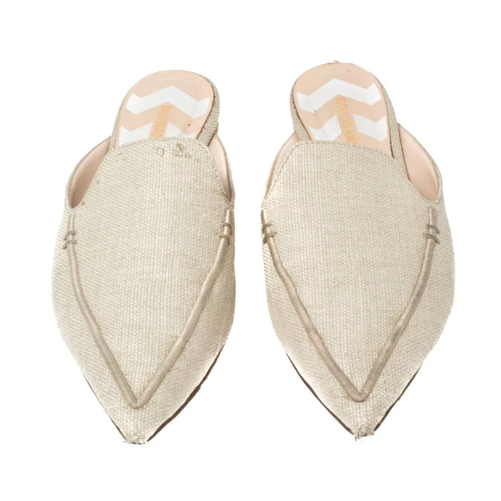 商品[二手商品] Nicholas Kirkwood|Nicholas Kirkwood Cream Raffia Pointed Toe Beya Flat Mule Sandals Size 40.5,价格¥847,第3张图片详细描述