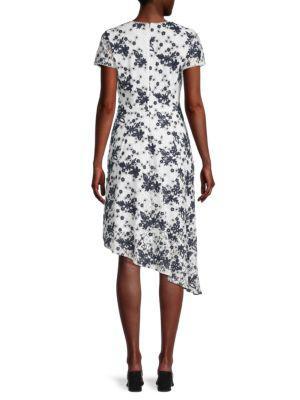 商品Karl Lagerfeld Paris|​Floral Lace Asymmetric Hem Dress,价格¥484,第4张图片详细描述