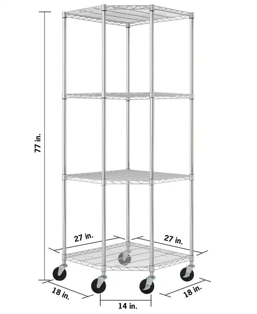 4-Tier Corner Wire Shelving Rack Includes Wheels 商品