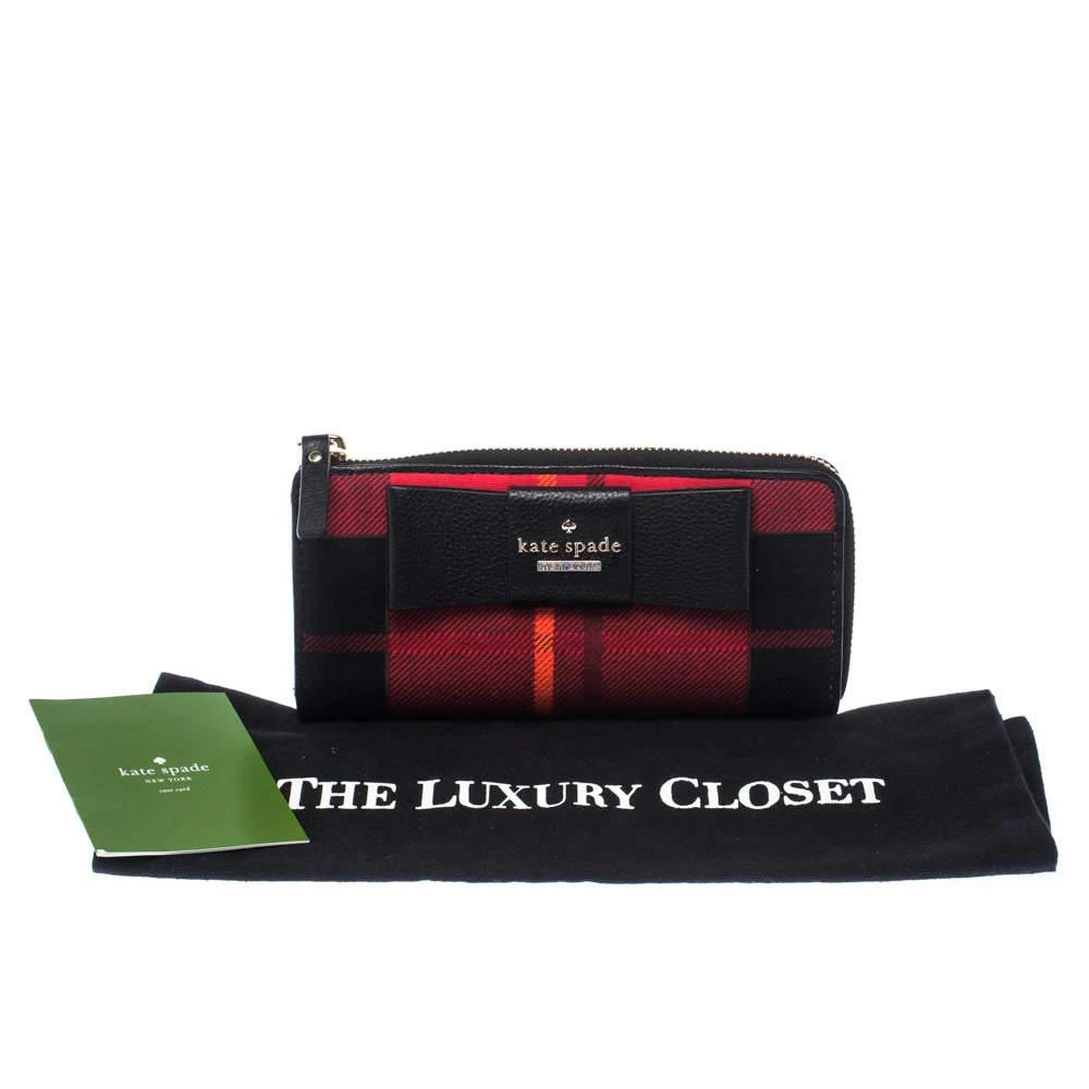 Kate Spade Red/Black Checkered Canvas Julia Street Plaid Nisha Wallet 商品
