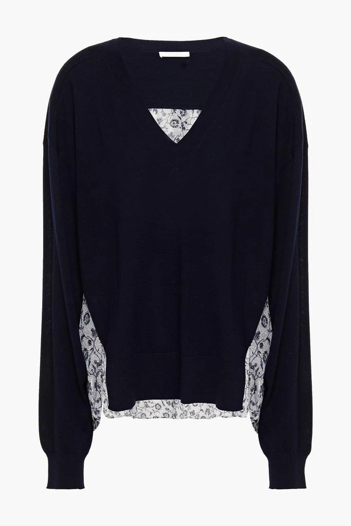 商品Chloé|Floral-print silk-crepon and wool sweater,价格¥2004,第1张图片