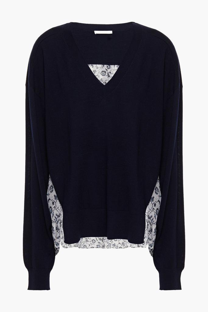 商品Chloé|Floral-print silk-crepon and wool sweater,价格¥1960,第1张图片