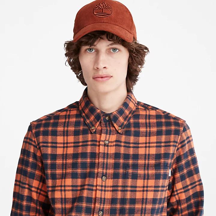 Flannel Checked Shirt for Men in Orange商品第5张图片规格展示