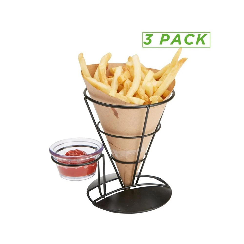 商品Mind Reader|3 Pack French Fry Cone Holder with Condiment Storage,价格¥335,第1张图片