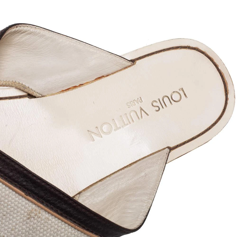 Louis Vuitton Canvas and Leather Logo Cross Strap Flat Sandals Size 41 商品