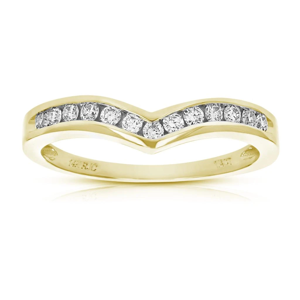 商品Vir Jewels|1/4 cttw Diamond Wedding Band for Women, V Shape Round Diamond Wedding Band in 14K Yellow Gold Channel Set,价格¥2529,第1张图片
