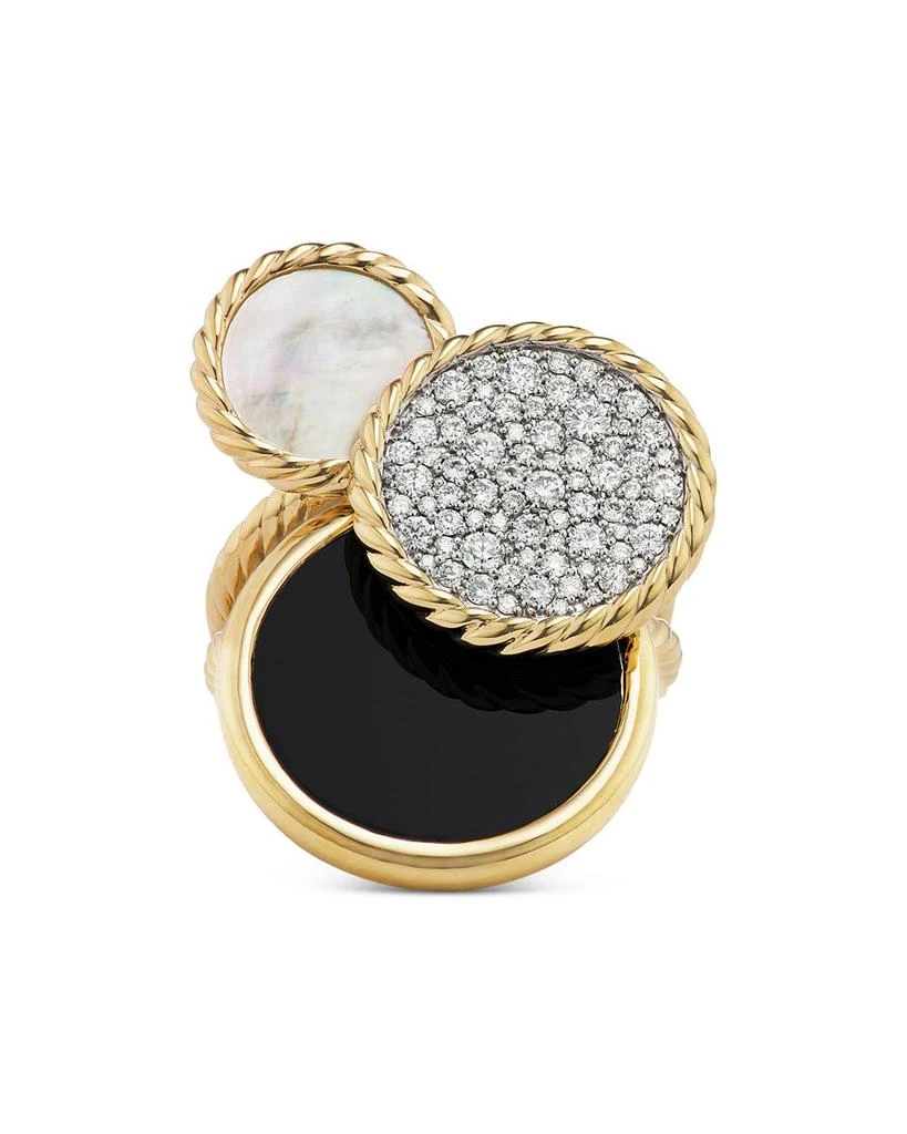 商品David Yurman|DY Elements® Cluster Ring in 18K Yellow Gold with Mother of Pearl, Black Onyx and Pavé Diamonds,价格¥29151,第1张图片详细描述