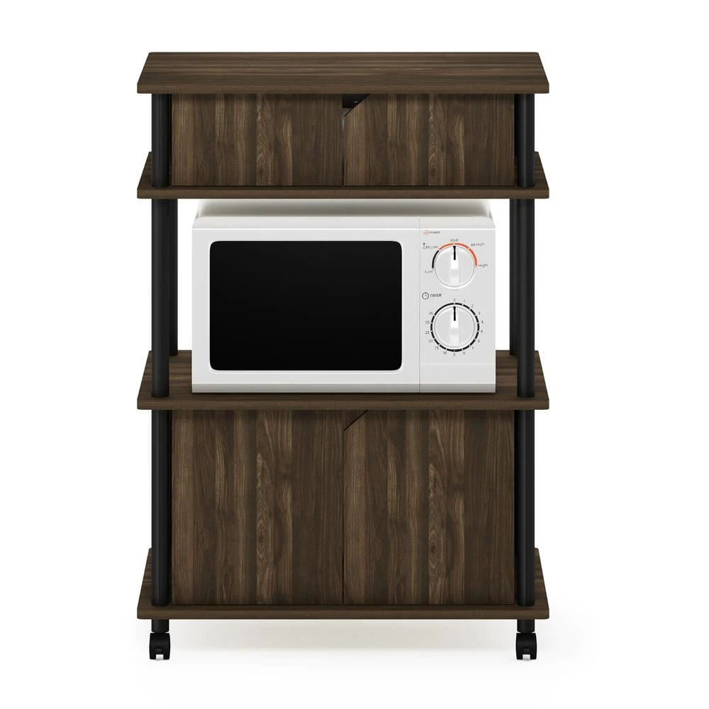 商品Furinno|Turn-N-Tube Toolless Storage Cart with Cabinet, Columbia Walnut/Black,价格¥1257,第5张图片详细描述