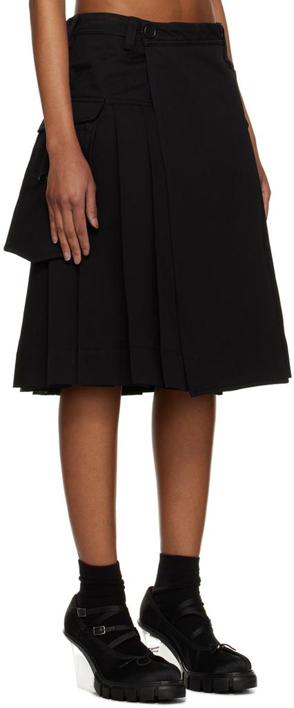 Black Pleated Midi Skirt商品第2张图片规格展示