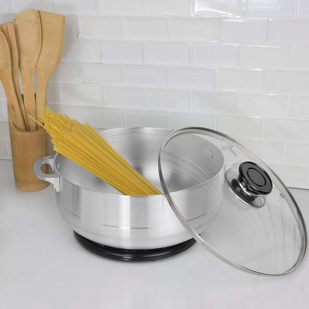 商品Home Basics|Home Basics 5.6 Liter Aluminum Caldero with Glass Lid, Satin Nickel,价格¥269,第2张图片详细描述