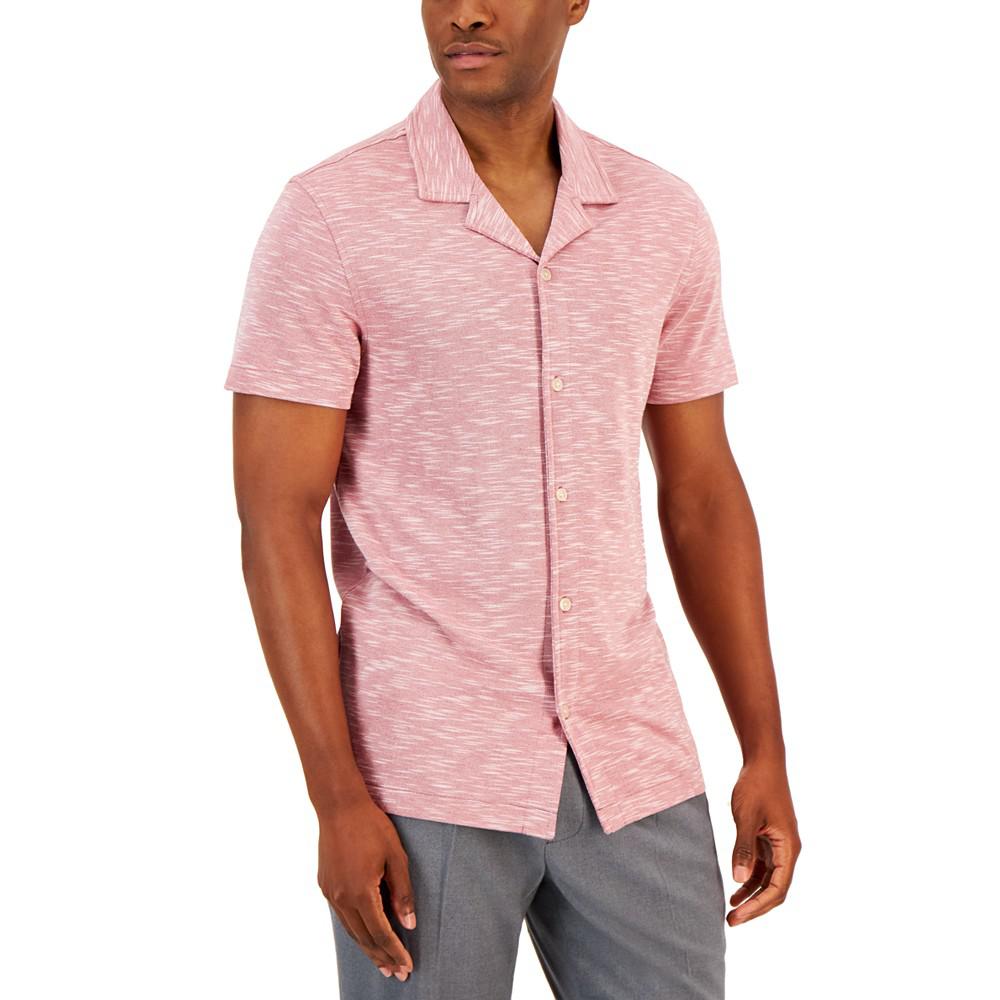 Men's Slub Pique Textured Short-Sleeve Camp Collar Shirt, Created for Macy's商品第1张图片规格展示