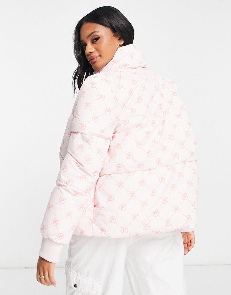 Fila printed puffer jacket with logo in pink商品第2张图片规格展示