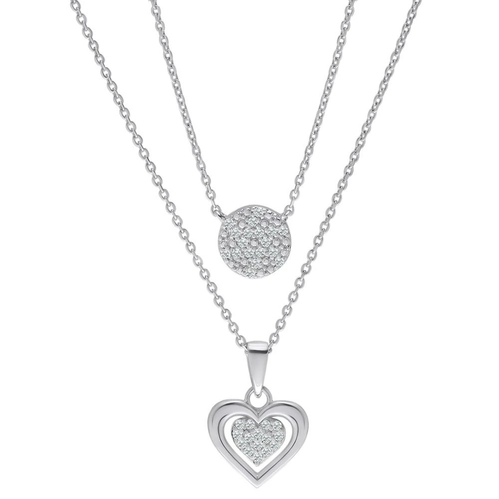 商品Macy's|Diamond Circle & Heart 18" Layered Pendant Necklace (1/4 ct. t.w.) in Sterling Silver,价格¥1883,第1张图片