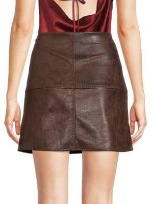 Faux Leather Faux Wrap Skirt商品第2张图片规格展示