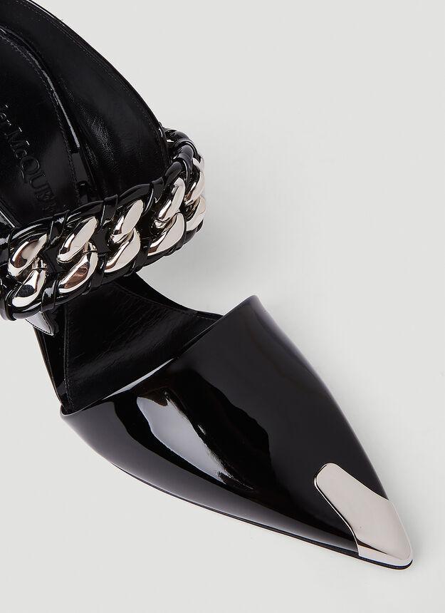 商品Alexander McQueen|Punk Chain High Heel Mules in Black,价格¥7803,第7张图片详细描述