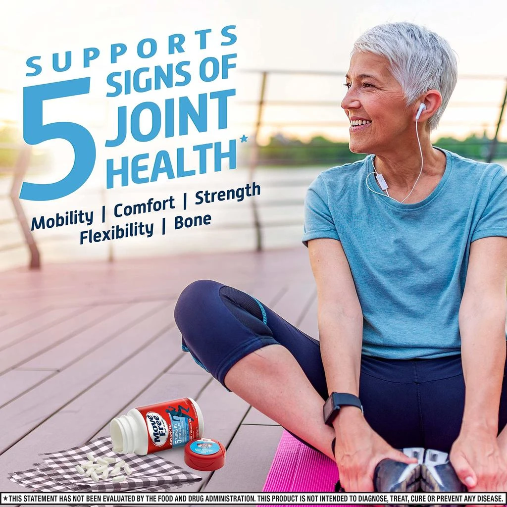 商品Move Free|Move Free Advanced Glucosamine Chondroitin MSM + Vitamin D3 Joint Support Supplement, Supports Mobility Comfort Strength Flexibility & Bone + Immune Health - 120 Tablets (60 servings)*,价格¥198,第4张图片详细描述