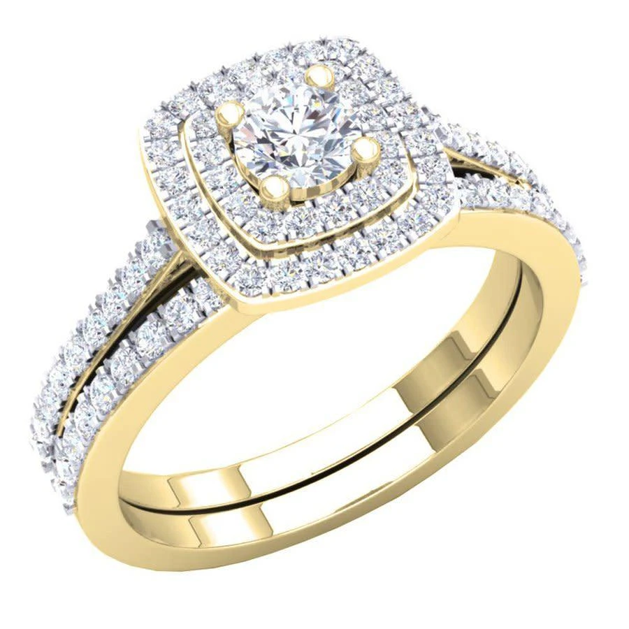 商品Dazzling Rock|Dazzling Rock Dazzlingrock Collection 1.50 Carat (ctw) 10K Round Cubic Zirconia Ladies Bridal Ring Set 1 1/2 CT, Yellow Gold, Size 7.5,价格¥2732,第1张图片