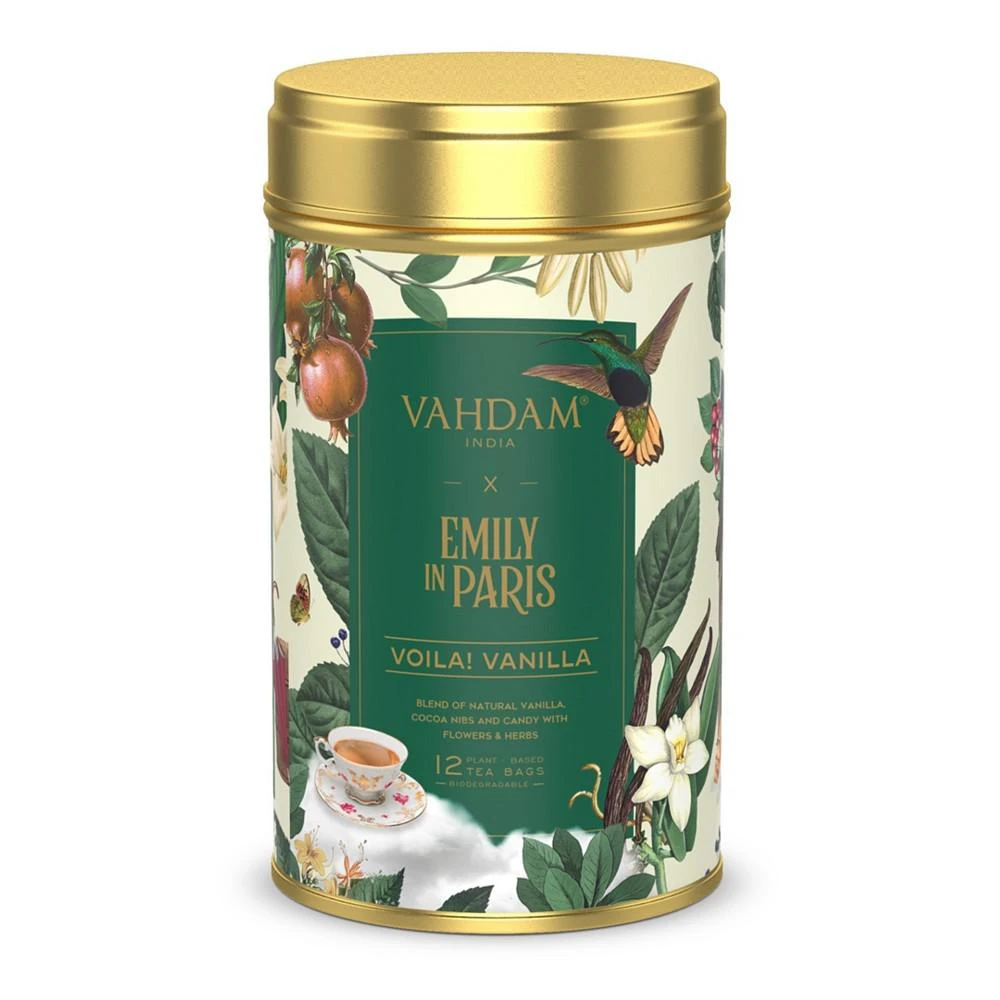 商品Vahdam Teas|Emily In Paris Tea Gift Box - 48 Pyramid Tea Bags, 4 Premium Tin Caddies,价格¥597,第3张图片详细描述
