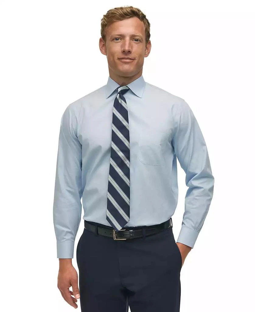 商品Brooks Brothers|Men's Regular Fit Non-Iron Spread Collar Micro-Houndstooth Pinpoint Dress Shirt,价格¥658,第1张图片