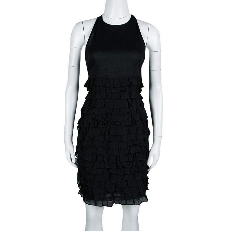 商品[二手商品] Burberry|Burberry London Black Cotton Tiered Ruffle Bottom Sleeveless Dress S,价格¥1117,第2张图片详细描述