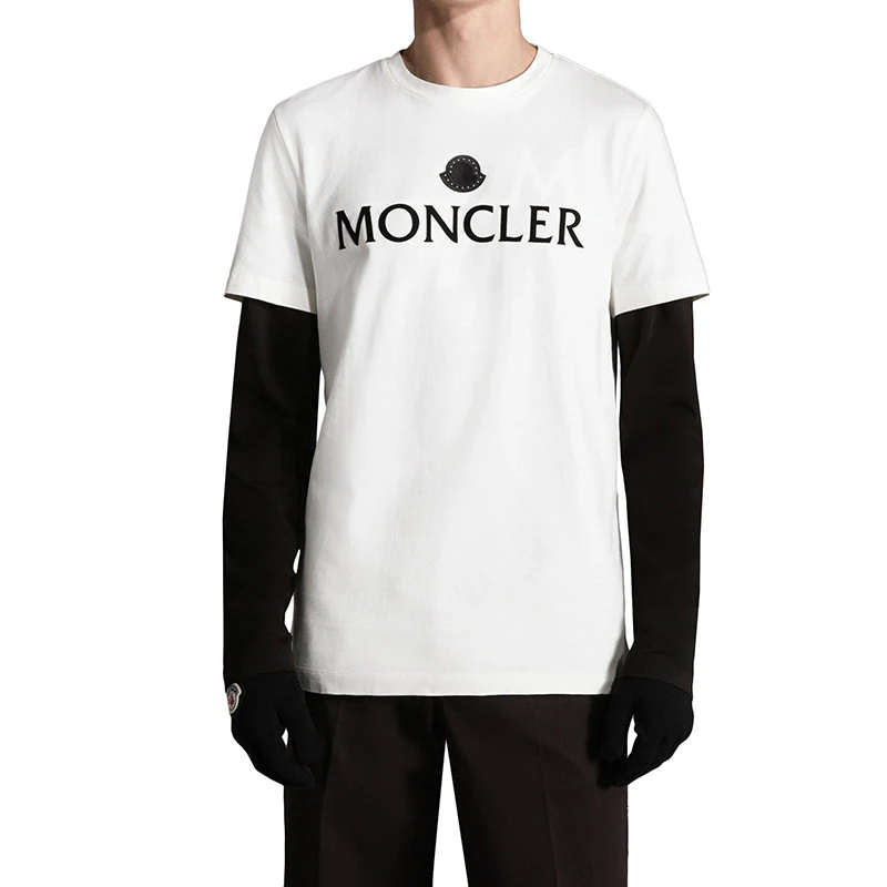 【预售3-7天】Moncler/蒙克莱 22年秋冬新款 男士蛋壳白色纯棉植绒印花短袖T恤H20918C000078390T032 商品