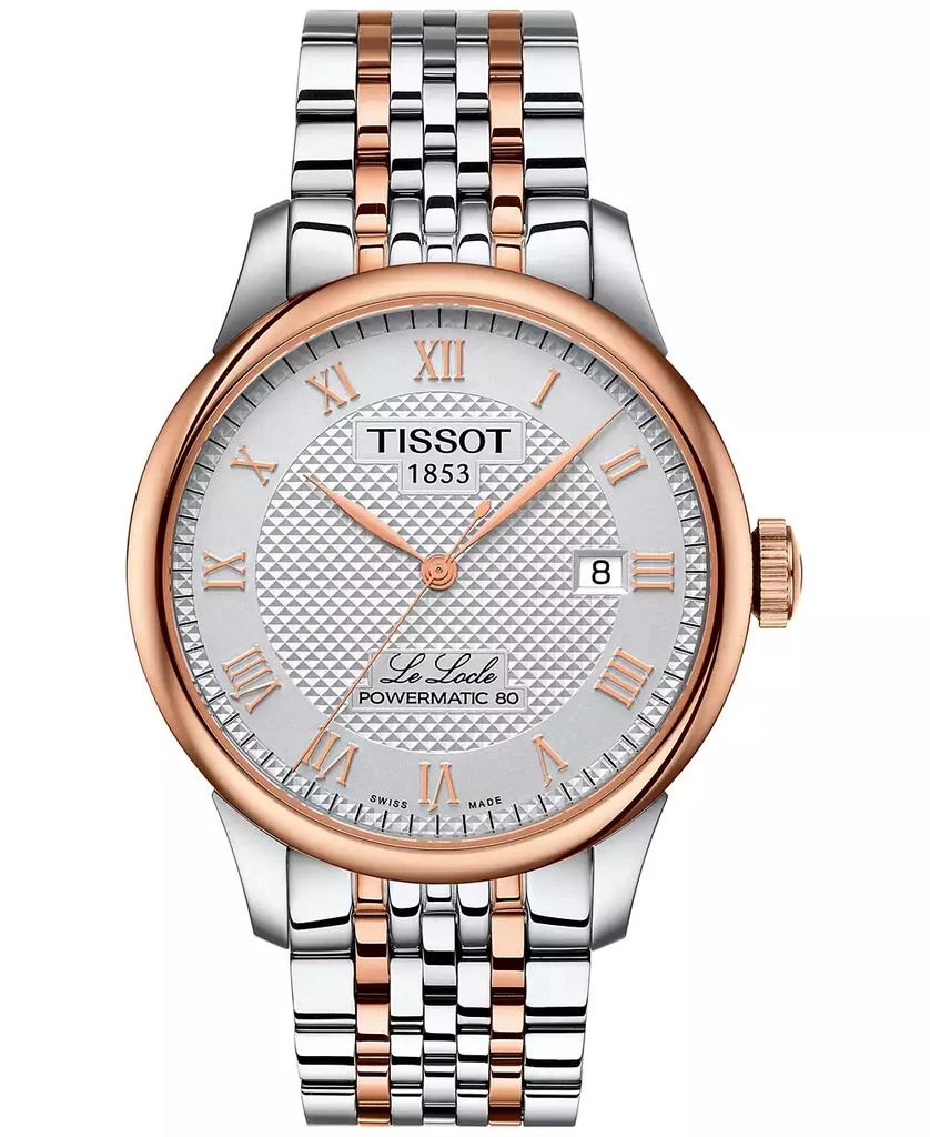 商品Tissot|Men's Swiss Automatic Le Locle Two-Tone Stainless Steel Bracelet Watch 39mm,价格¥5980,第1张图片