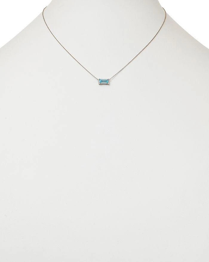 商品Bloomingdale's|Blue Topaz & Diamond Accent Bar Necklace in 14K White Gold, 16-18" - 100% Exclusive,价格¥3409,第2张图片详细描述