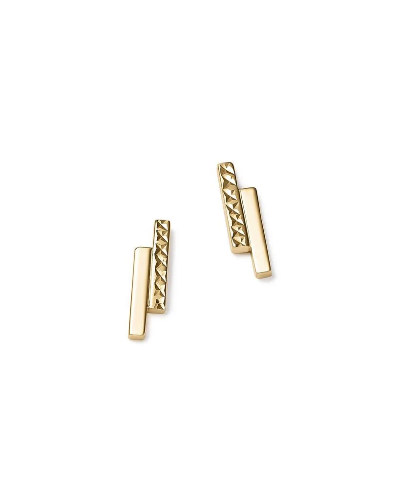 商品Bloomingdale's|14K Yellow Gold Textured Double Bar Stud Earrings  - Exclusive,价格¥4194,第1张图片