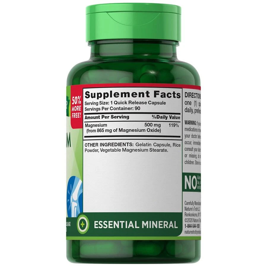 商品Nature's Truth|Magnesium Oxide 500 mg,价格¥75,第3张图片详细描述