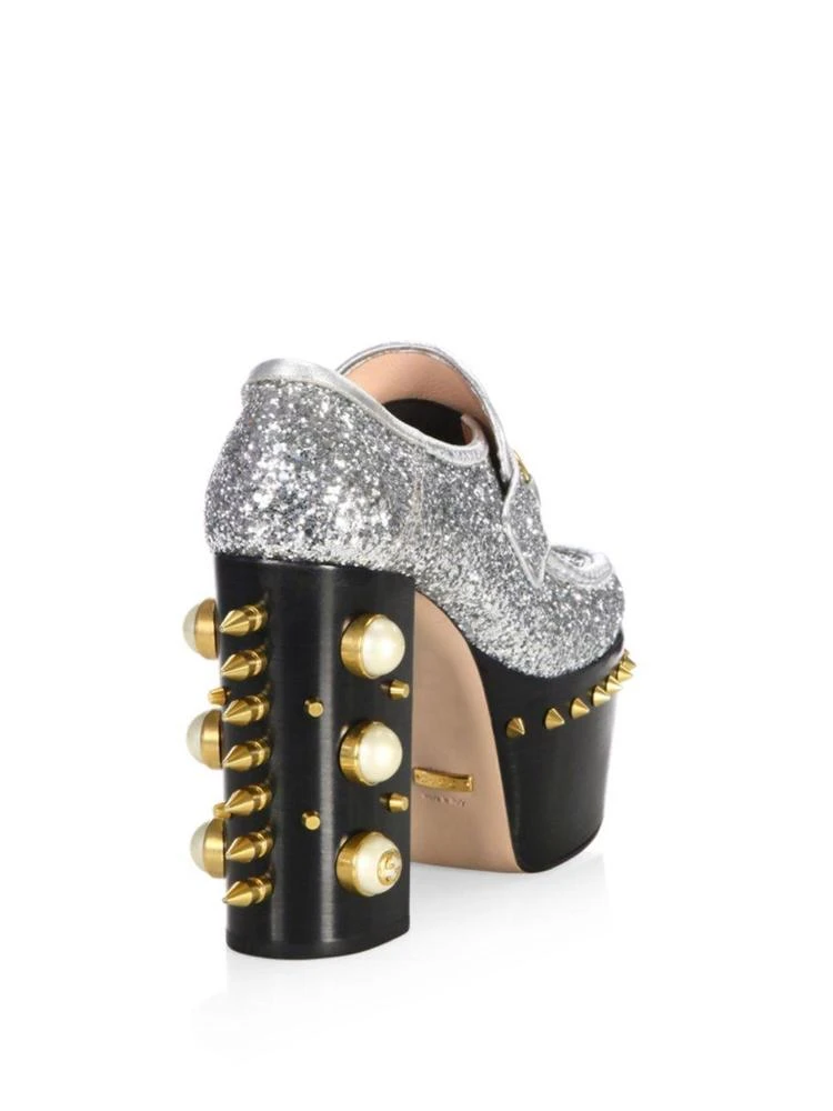 商品Gucci|Gucci - Vegas Pearl & Stud Glitter Platform Pumps,价格¥6187,第2张图片详细描述