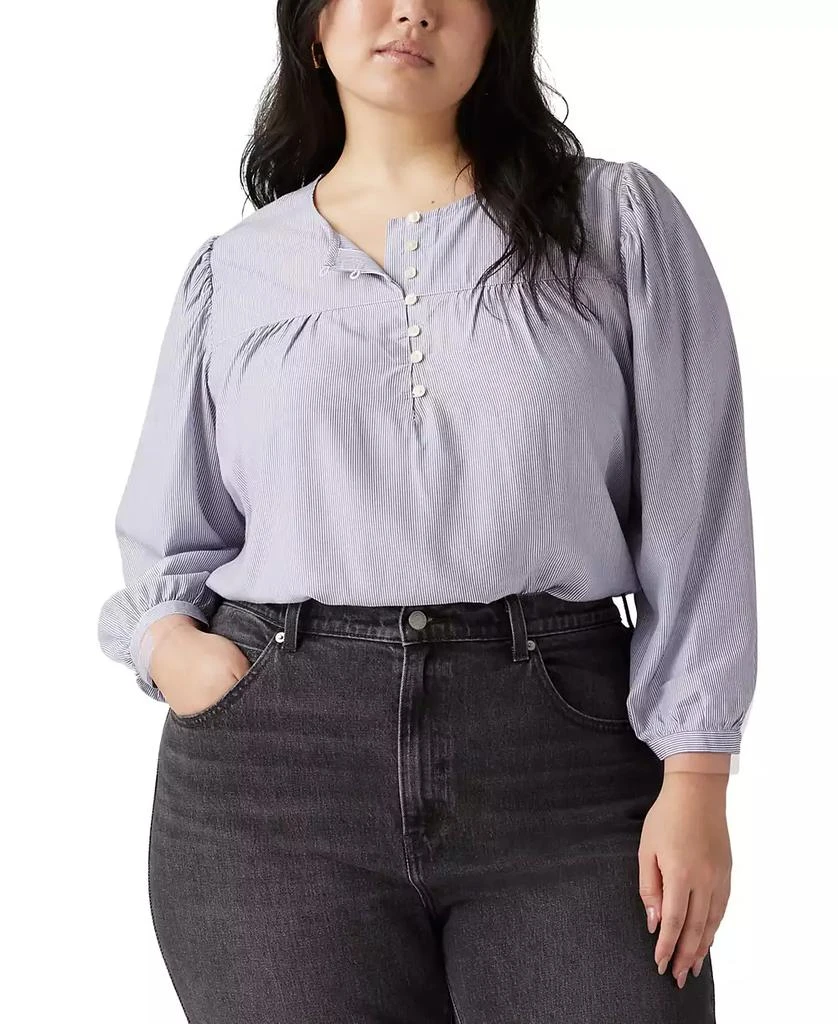 商品Levi's|Trendy Plus Size Halsey Striped 3/4-Sleeve Blouse,价格¥187,第1张图片