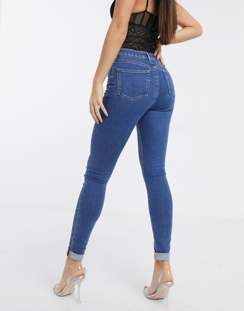 ASOS DESIGN Tall Ridley high waist skinny jeans in bright midwash blue商品第2张图片规格展示