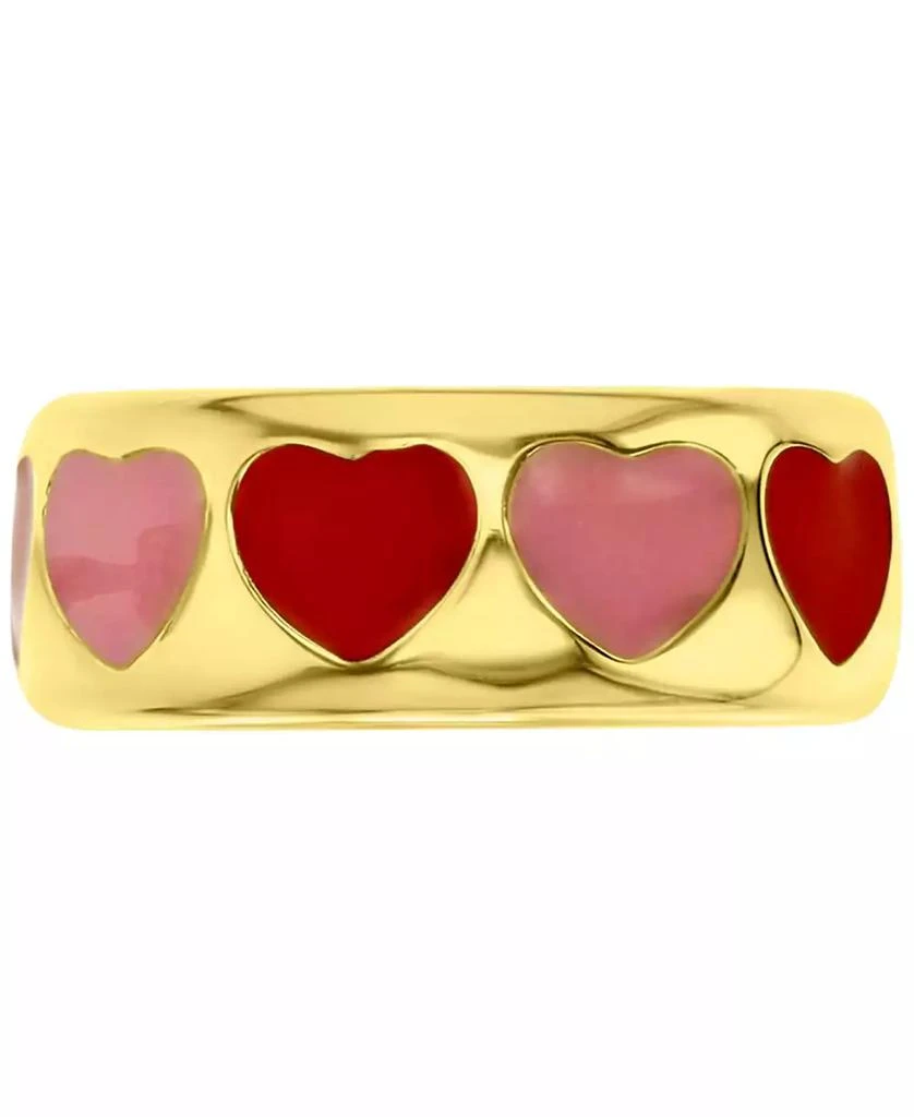 商品Macy's|Red & Pink Enamel Heart Band in 14k Gold-Plated Sterling Silver,价格¥197,第1张图片